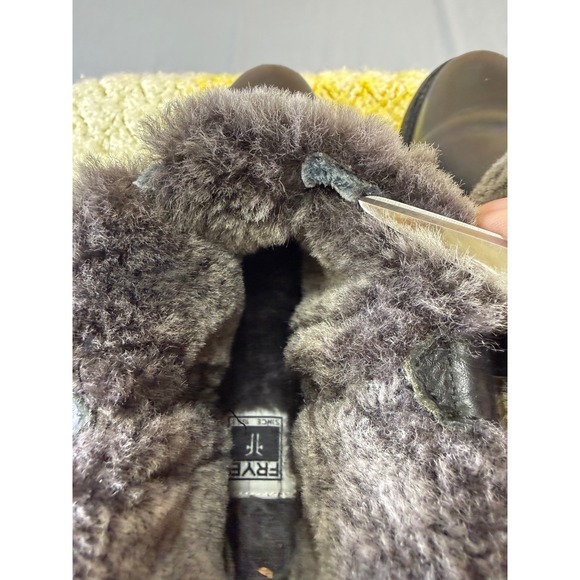 FRYE Black Leather Fur Lined Winter Boots Women Size 7.5 M solid leather w/issue - Picture 12 of 16